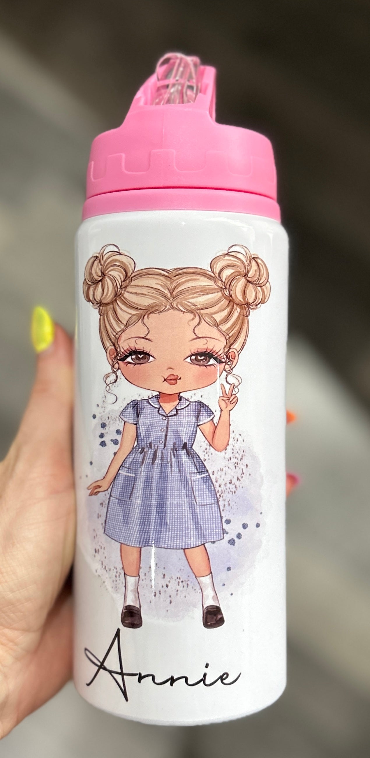 Personalised Girls School Water Bottle First Day of School Summer Dress Gift for Her Daughter Granddaughter Niece