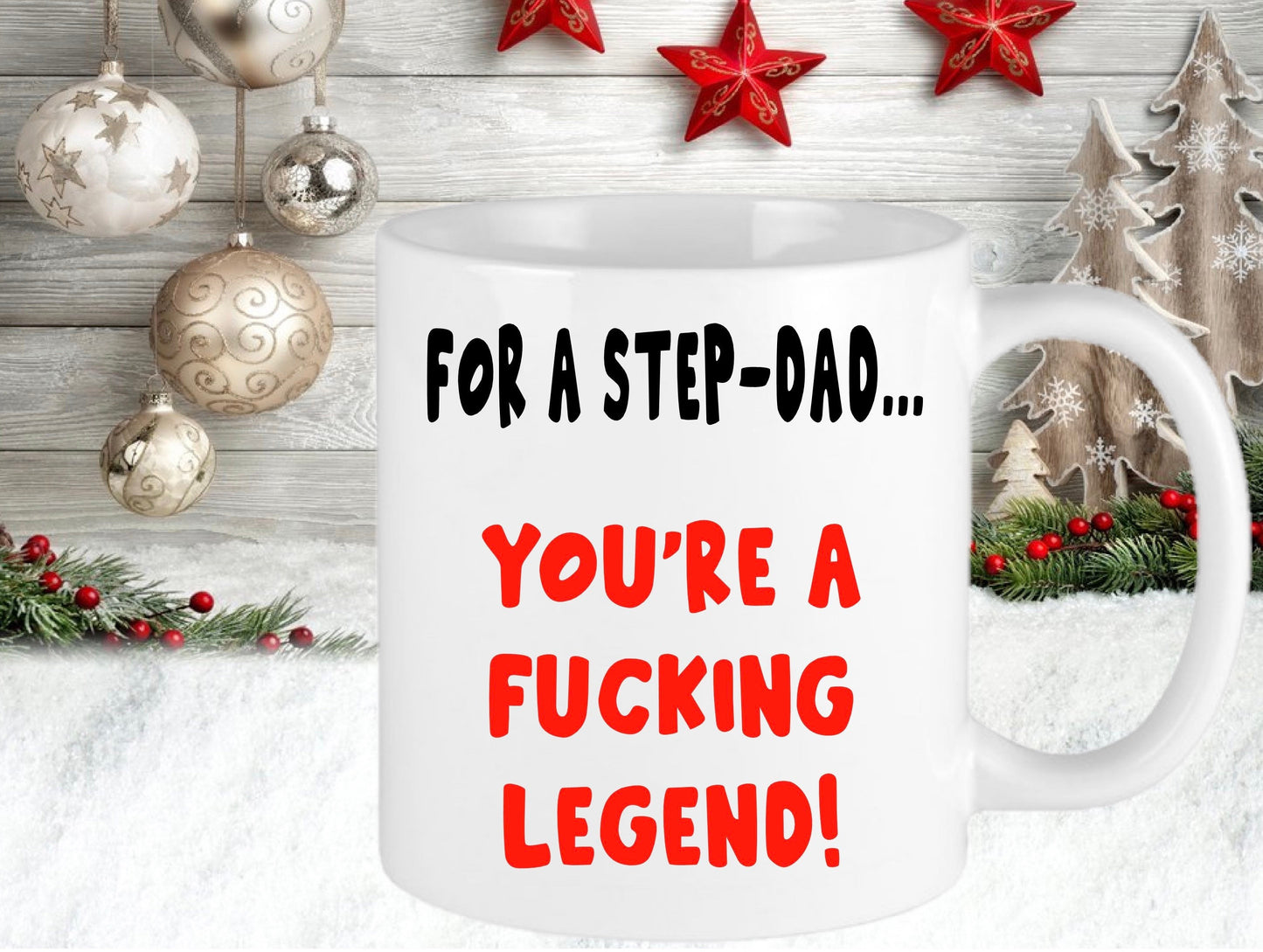 Christmas Personalised Mug | Rude Gift Present Funny | Stepdad Hot Chocolate Coffee | Christmas Eve Gift | Secret Santa | Stocking Filler