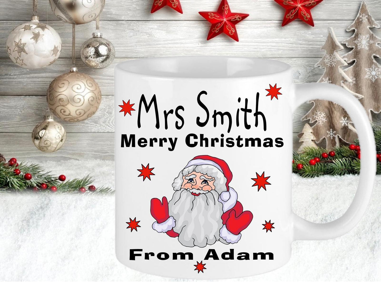 Personalised Christmas Teacher Teaching Assistant College Present Gift Novelty Mug Cup Christmas Eve Stocking Filler