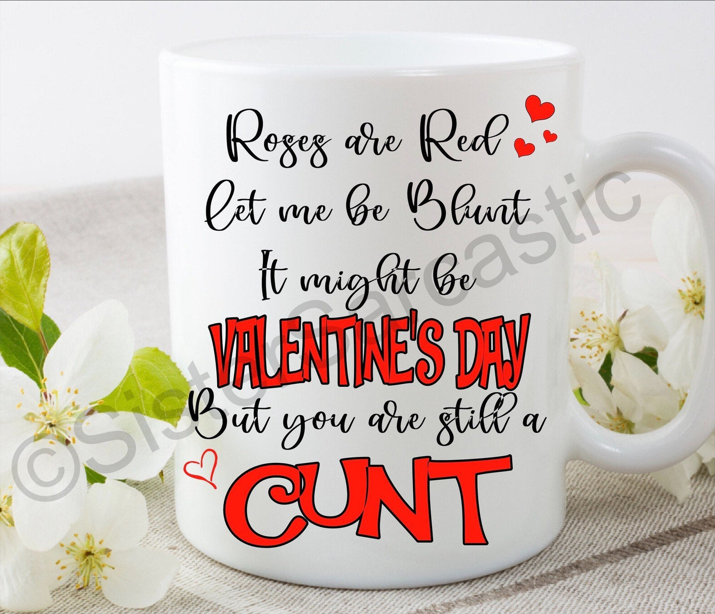 Valentine’s Day Roses are red poem rude funny 11oz white mug cup perfect present for boyfriend girlfriend partner