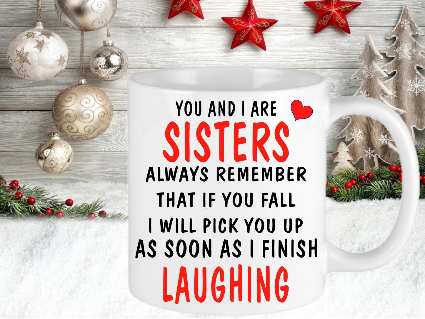 Christmas Personalised Sister Best Friends Funny Mug Cup Gift Present | Hot Chocolate Tea Coffee | Christmas Eve Gift | Stocking Filler |