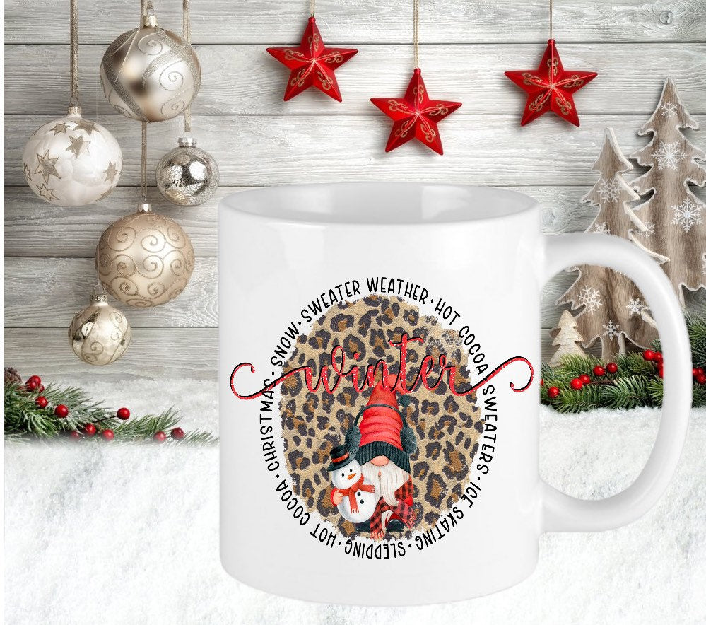 Christmas Personalised Leopard Gonk Gonks Mug Cup Secret Santa Present Gift For Her Him Kids Keepsake Novelty Xmas Eve Stocking Filler