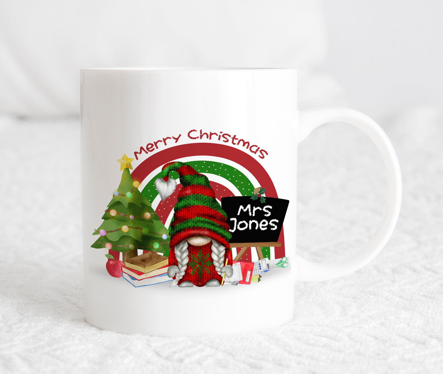 Christmas Personalised Gonk Gonks Gnome Teacher Teaching Assistant Lecturer Mug Cup Gift Present Tea Coffee Eve Gift Stocking Filler