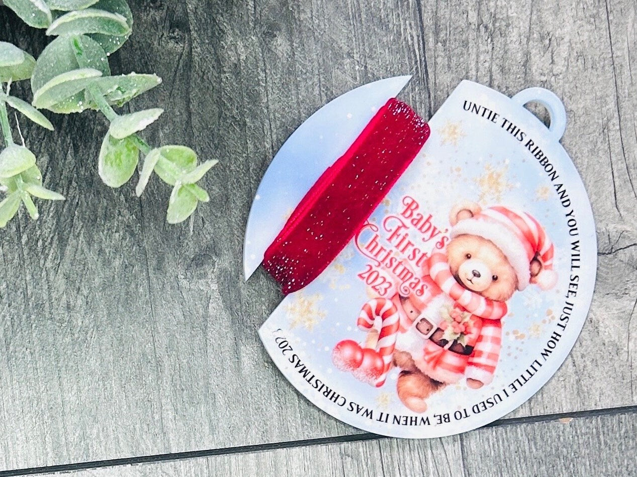 Baby’s First Christmas Baby Boy Baby Girl Gift, Memento Keepsake Ribbon Bauble, New Baby Gift, Newborn Keepsake, Personalised Baby Gift