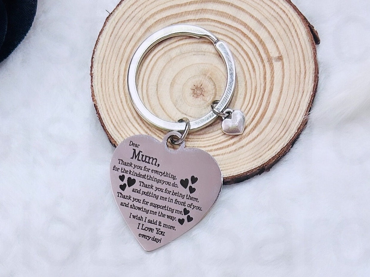 Mum Thank You Keyring Keychain, Mam Mother Mummy Mama Muma Birthday Gift, Christmas Present, Mother’s Day Gift, Gift For Her
