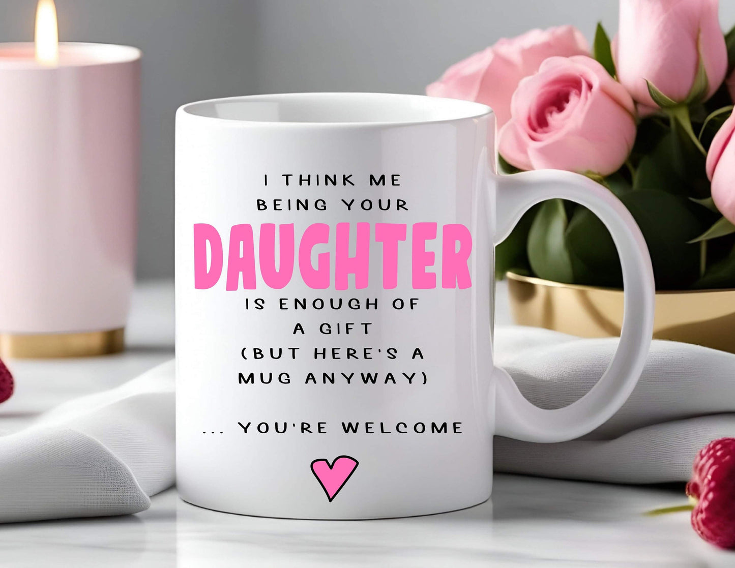 Personalised Gift For Mum or Dad From Daughter Mother’s Day Father’s Day Funny Gift Mug Cup Birthday Gift Christmas Present Keepsake Present