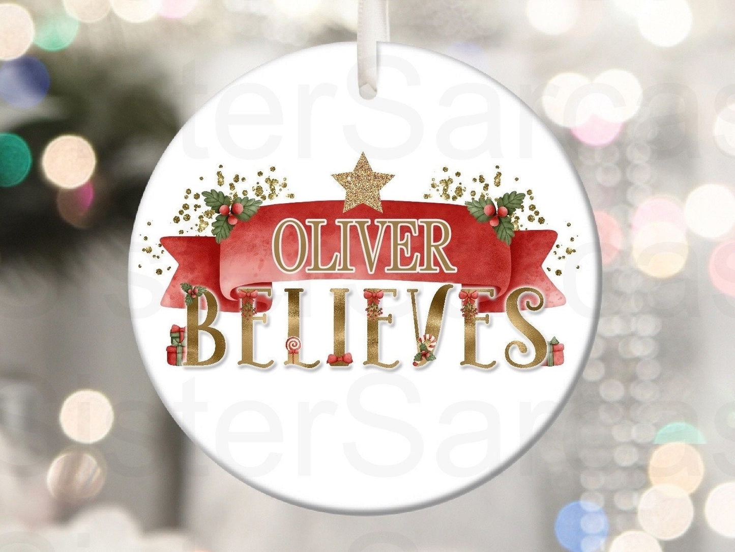 Kids Christmas Girls Boys Personalised Christmas Bauble Gift Present Keepsake Believes Bauble Tree Xmas Daughter Son Nephew Niece