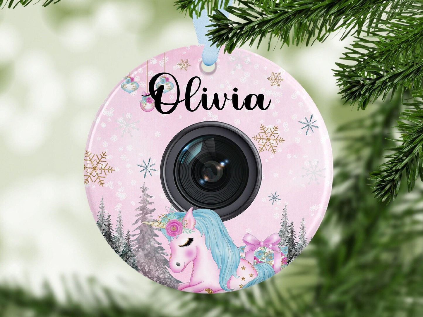 Kids Girl Daughter Niece Unicorn Personalised Christmas Bauble Ornament Decoration Gift Present Keepsake Novelty Christmas Tree Xmas