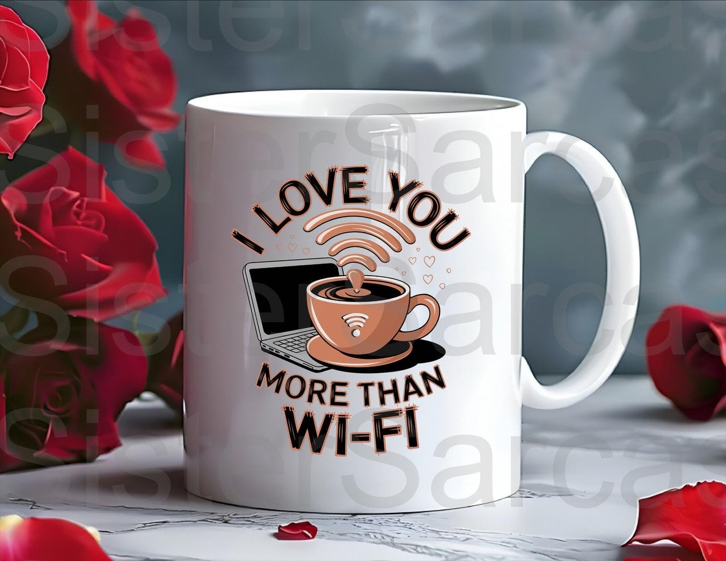 I Love You More Than Wi-Fi Mug - Relationship Gifts - Birthday Present - Valentines Gift - Novelty Mug - Funny Gift