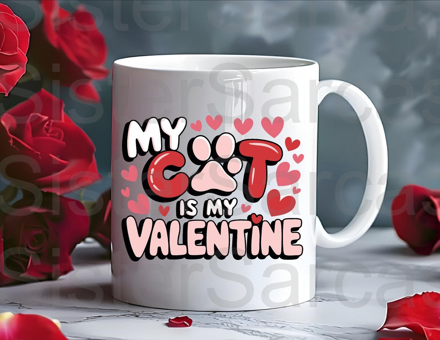 Personalised Mug - Valentines Gift - My Cat Is My Valentine - Cat Mum Gift - Cat Dad Gift - Valentine’s Day Gift - Funny Gift
