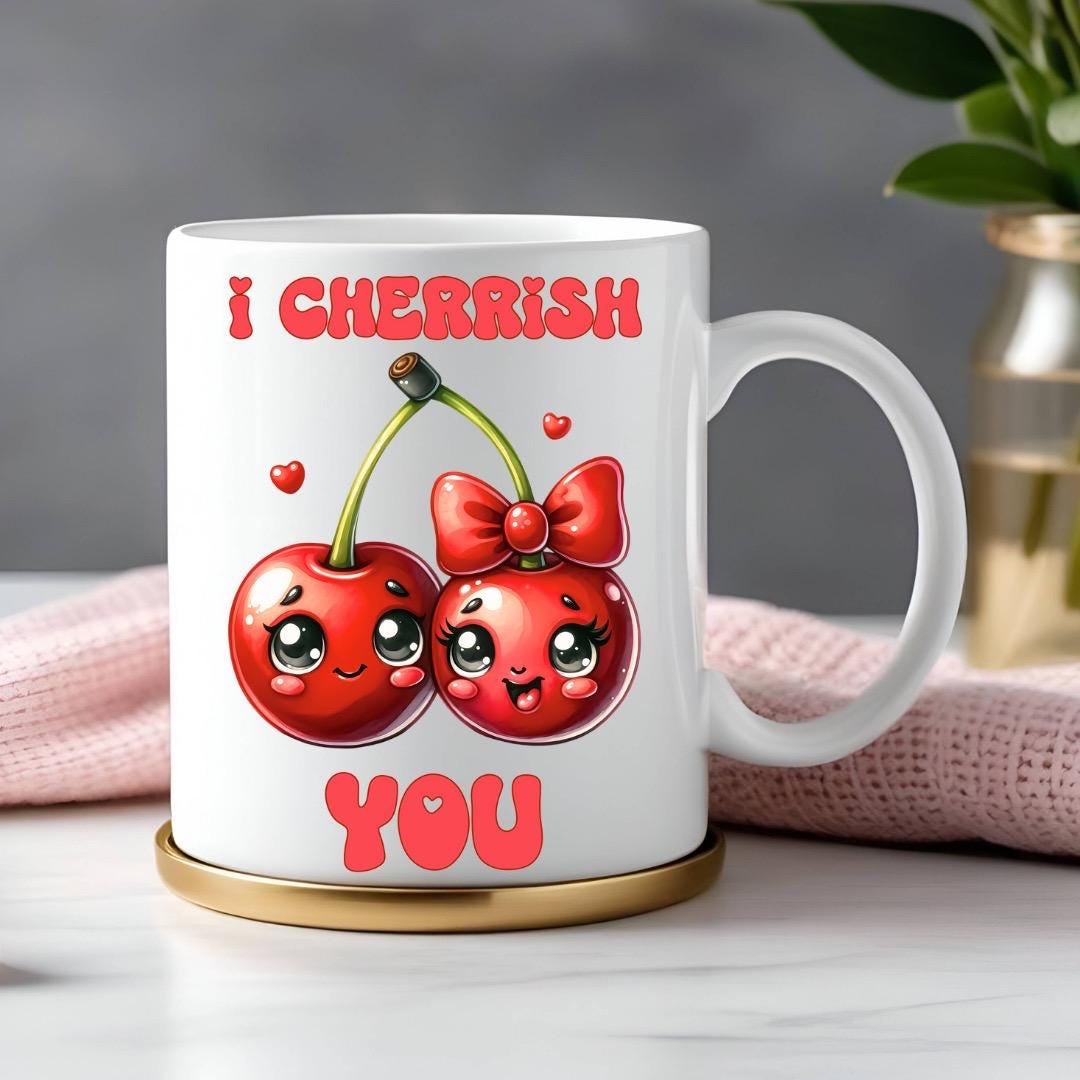 I Cherrish You - Relationship Gifts - Personalised Gift - Birthday Present - Valentines Gift - Novelty Mug - Funny Gift