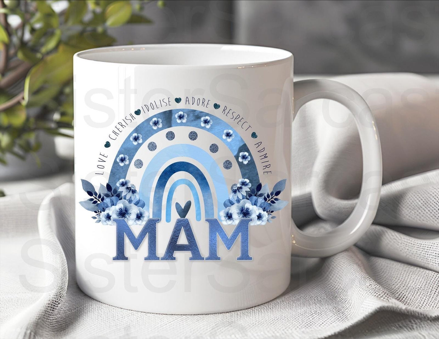 Mam Blue Floral - Mother’s Day Gift - Funny Gift - Personalised Mug - Mum Gift - Gift For Mum - Mothers Day Gift - Birthday Gift For Mam