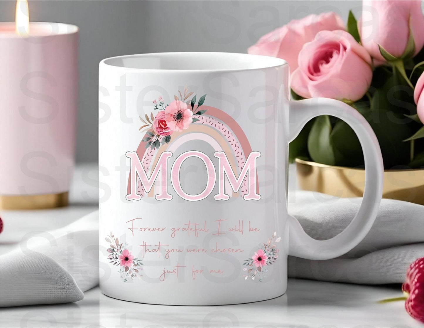 Mom Forever Grateful Pink Floral - Mother’s Day Gift - Mum Gift - Gift For Mom - Mothers Day Gift - Personalised Mug - Birthday Gift