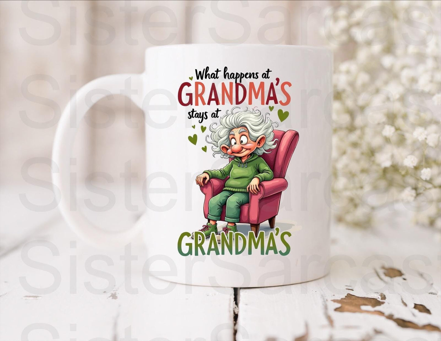 What Happens At Grandma’s, Stays - Birthday Gift - Personalised Mug - Gift From Grandkids - Gift For Grandma - Funny Gift - Mother’s Day