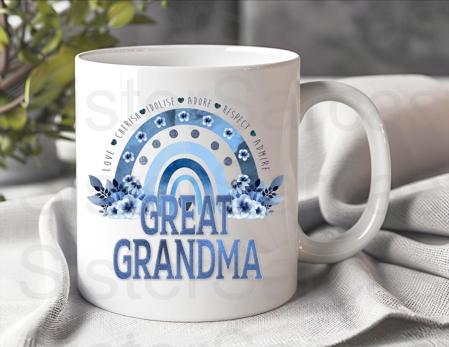 Great Grandma Blue Floral - Birthday Gift - Grandma Gift - Personalised Mug - Gift From Grandkids - Great Grandma - Mother’s Day Gift