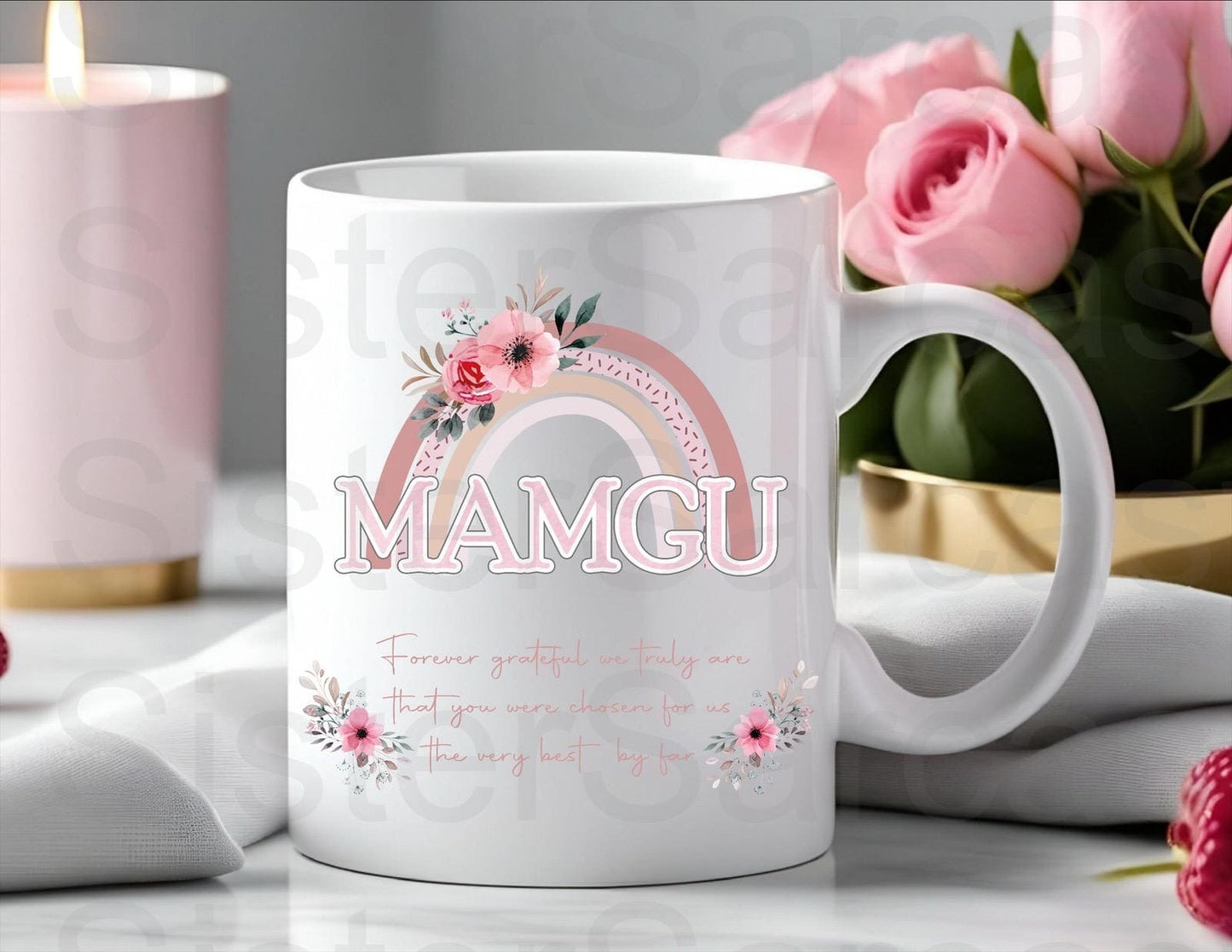 Mamgu Pink Floral - Mother’s Day Gift - Mum Gift - Gift For Mum - Mothers Day Gift - Personalised Mug - Birthday Gift For Mum