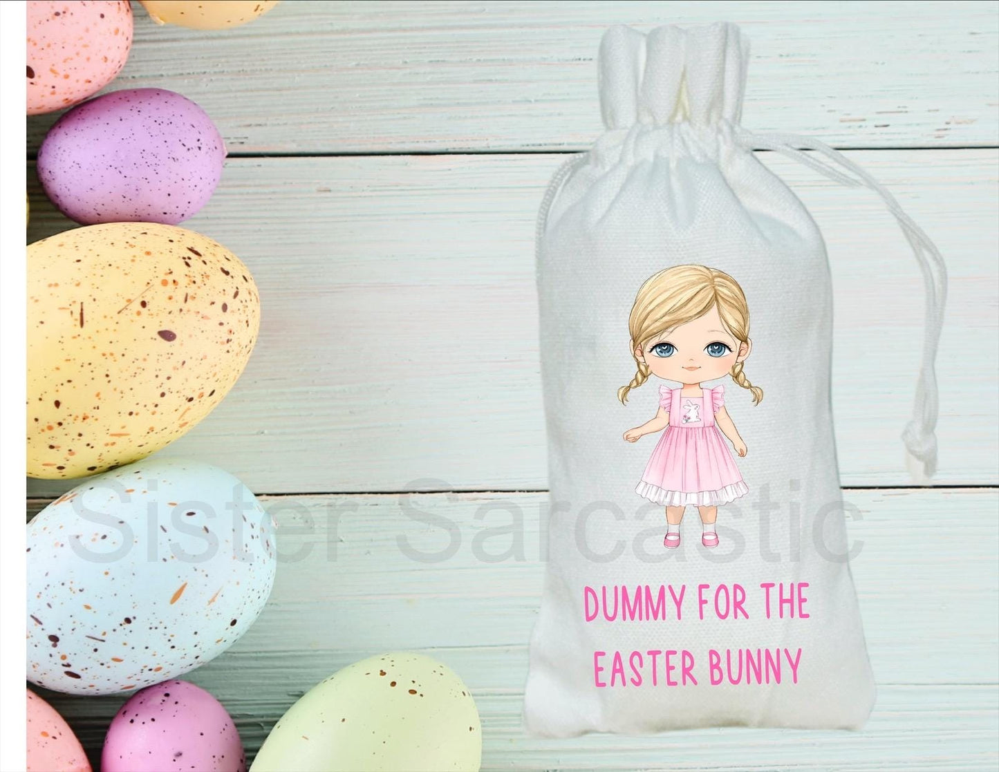 Personalised Toddler Girl Dummy For Easter Bunny - Dummy Fairy - White Pouch Bag For Easter Fairy - Goodbye To Dummies