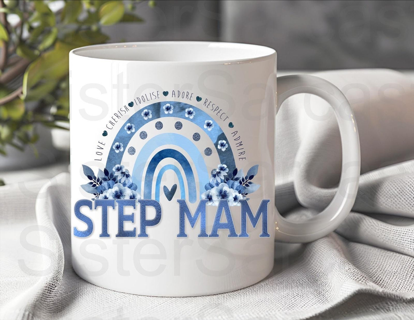 Step Mam Blue Floral - Mother’s Day Gift - Stepmam Gift - Step Mam - Mothers Day - Personalised Mug - Birthday Gift