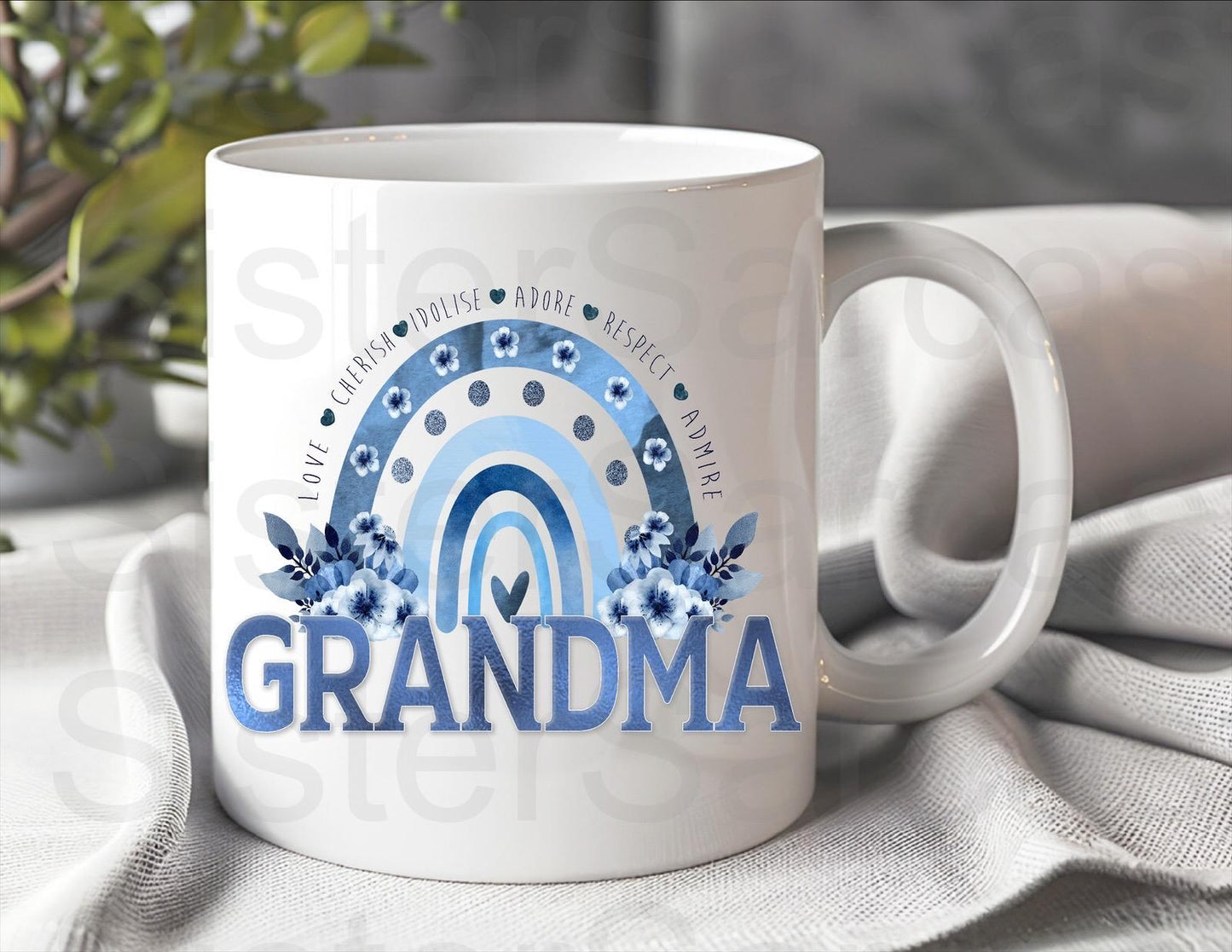 Grandma Blue Floral - Birthday Gift - Grandma Gift - Personalised Mug - Gift From Grandkids - Gift For Grandma - Mother’s Day
