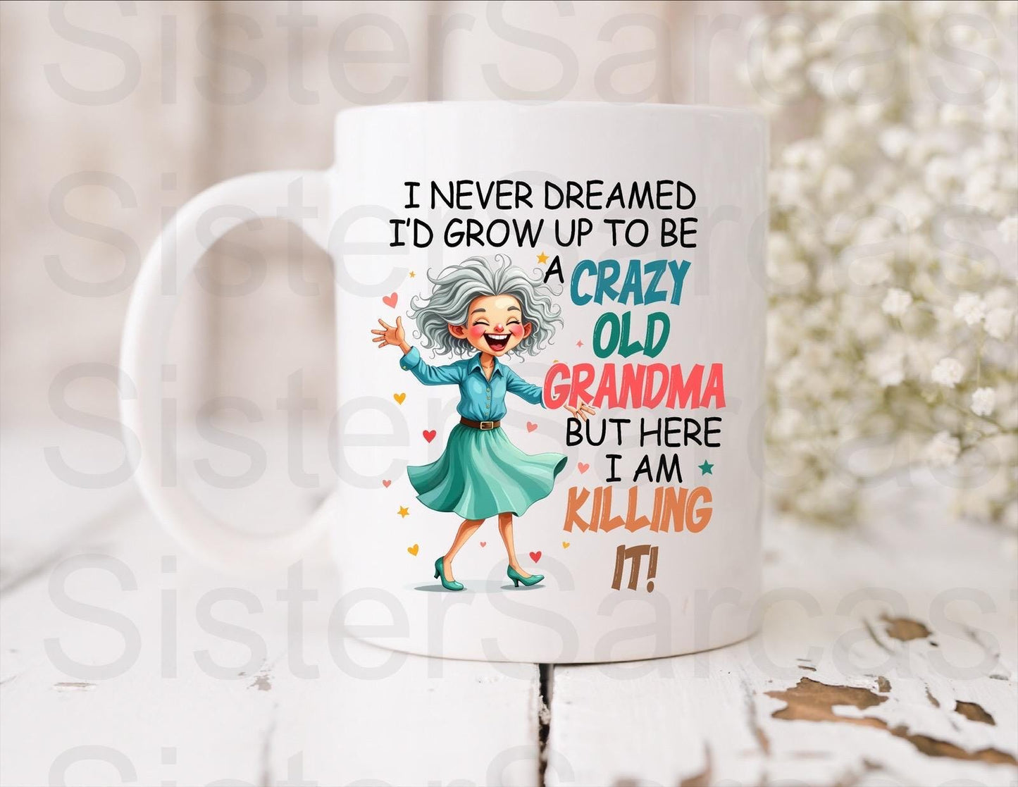 Crazy Grandma - Birthday Gift - Funny Grandma Gift - Personalised Mug - Gift From Grandkids - Mother’s Day Gift
