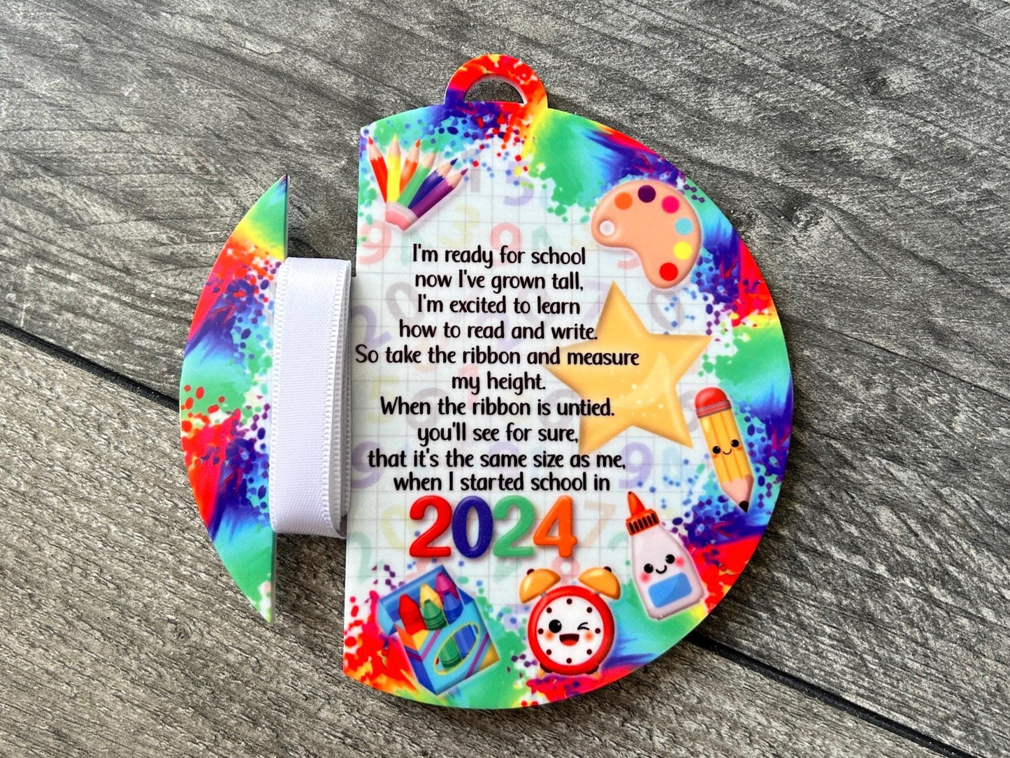 Personalised Kids First Day of School Gift, 2025 First Day, Ribbon Bauble, Grandson Granddaughter, Personalised Gift, Keepsake Gift,