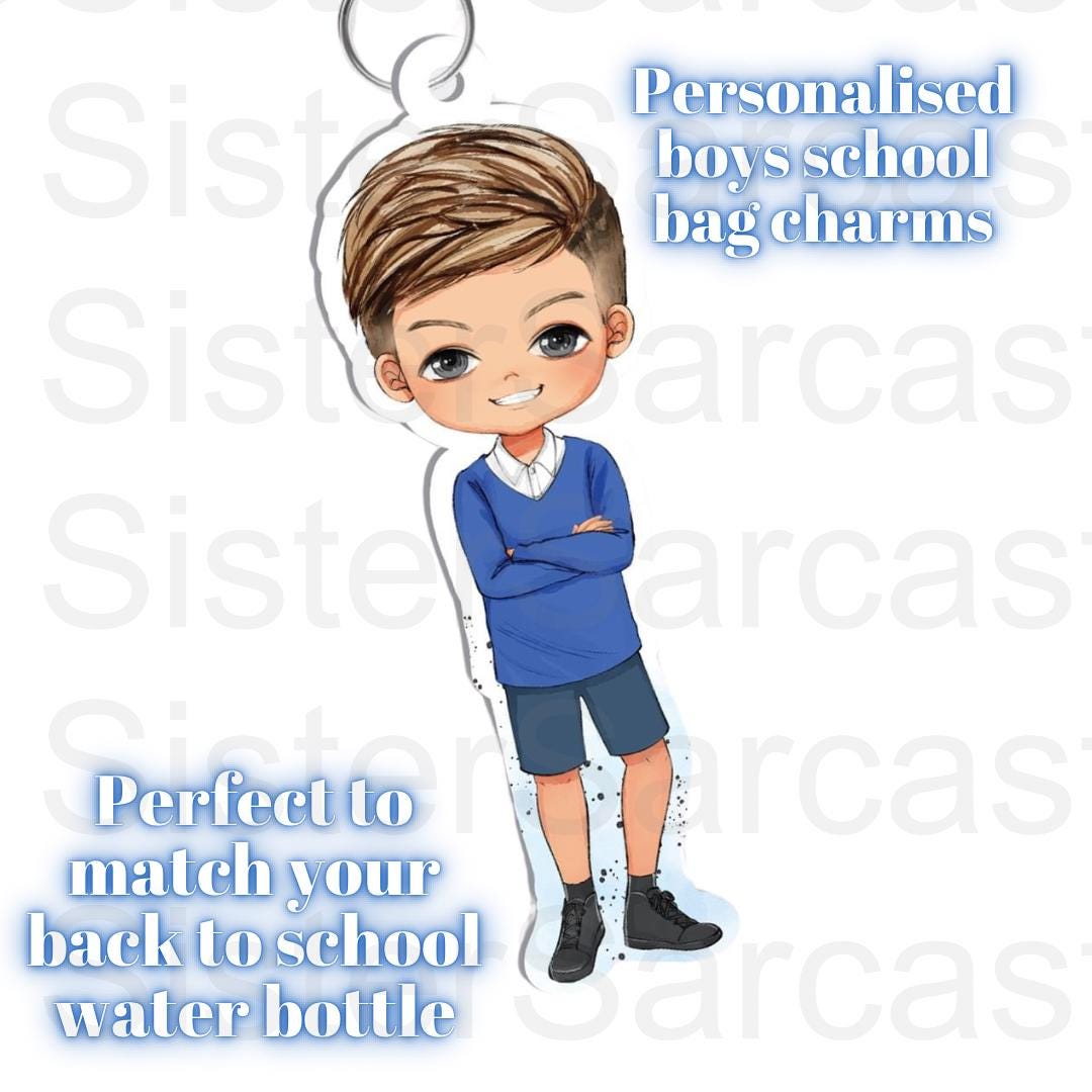 Personalised Boys Bag Tag: Acrylic School Backpack Charm