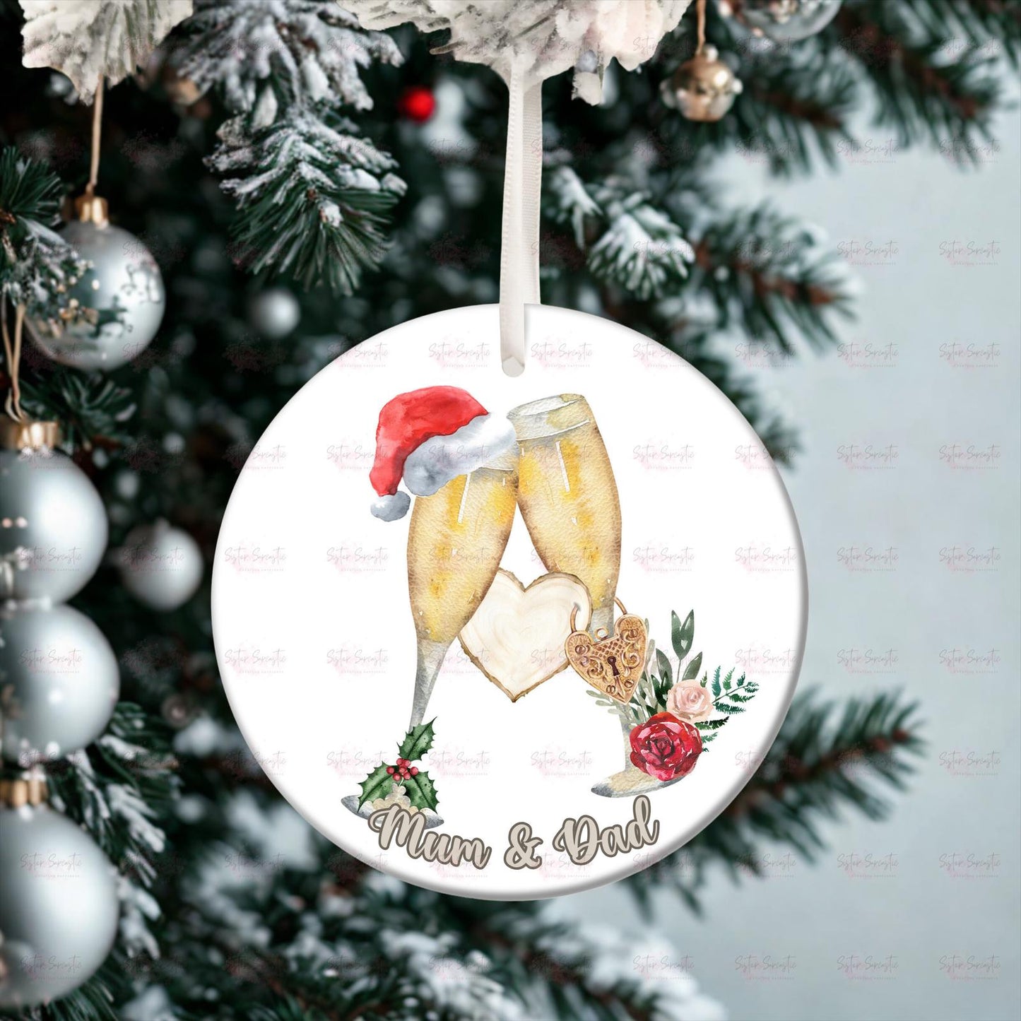 Personalised Christmas Decoration – Mum & Dad Christmas Gift - Custom Bauble Gift - Stocking Filler - Christmas Eve Box