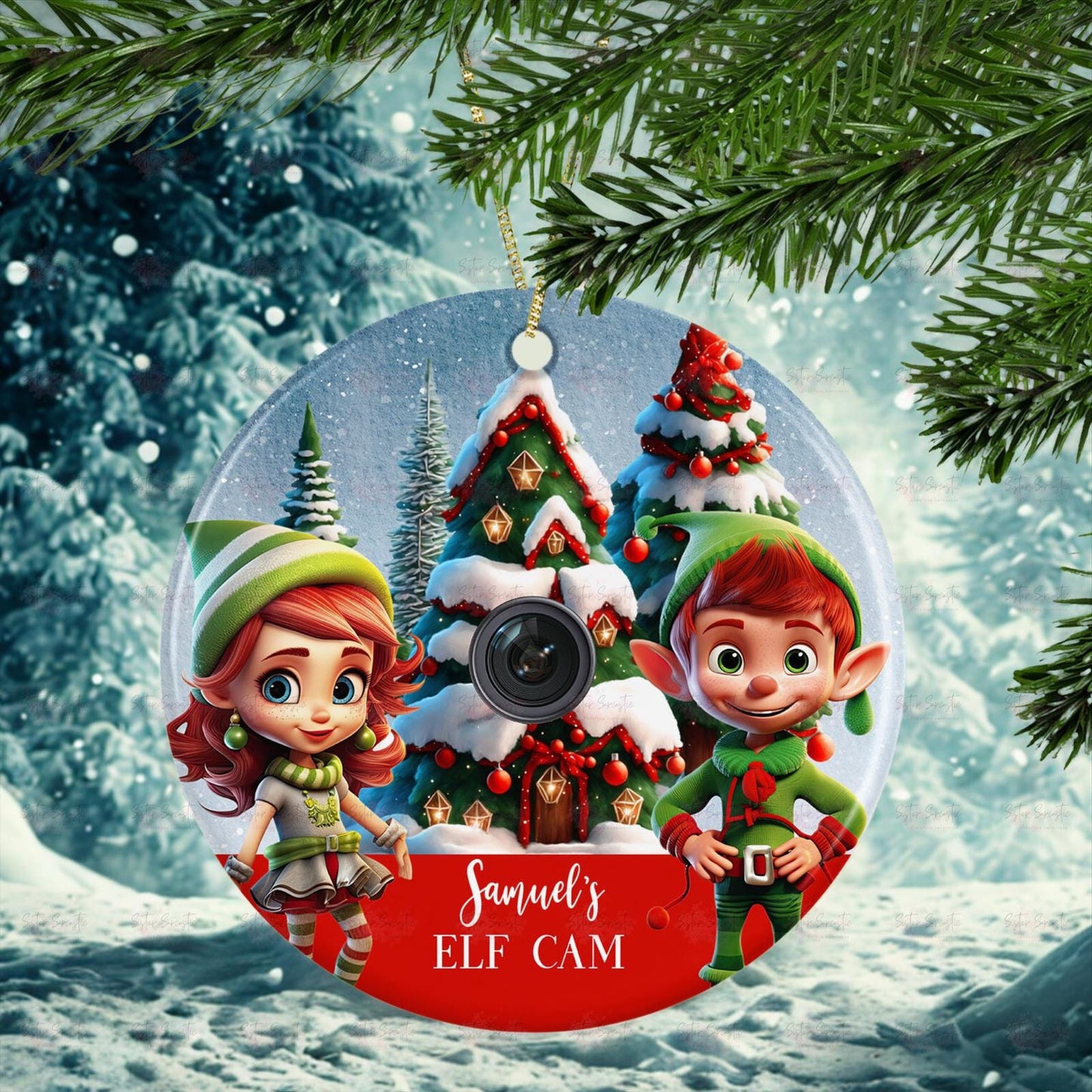Kids Santa Elf Cam Christmas Bauble Gift - Keepsake Christmas Present - Custom Name Kids Ornament – Fun Santa Surveillance