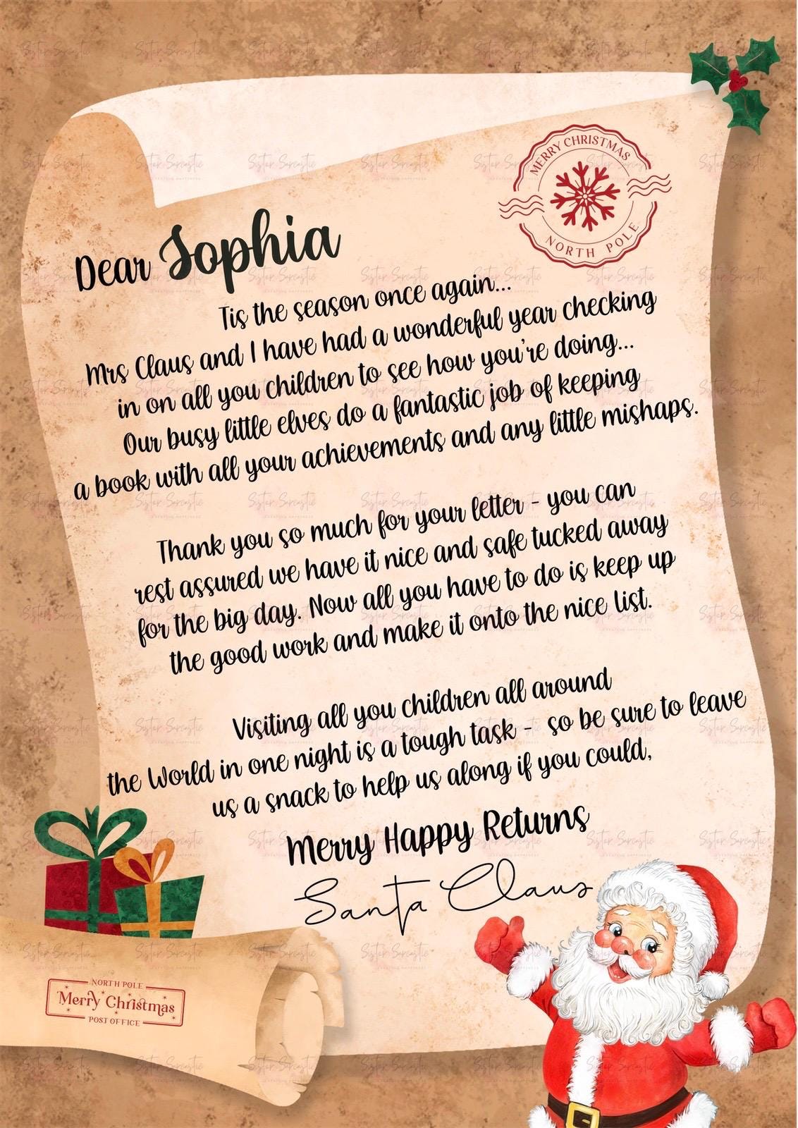 Personalised Children’s Letter From Santa Claus – Letter From Santa - Christmas Eve Letter for Kids - Stocking Filler - Christmas Eve Box