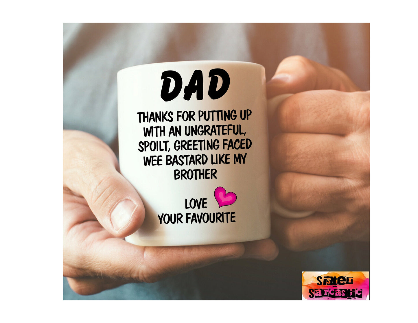 Thanks for putting up with my brother Dad funny rude mug cup Father’s Day gift birthday Christmas present