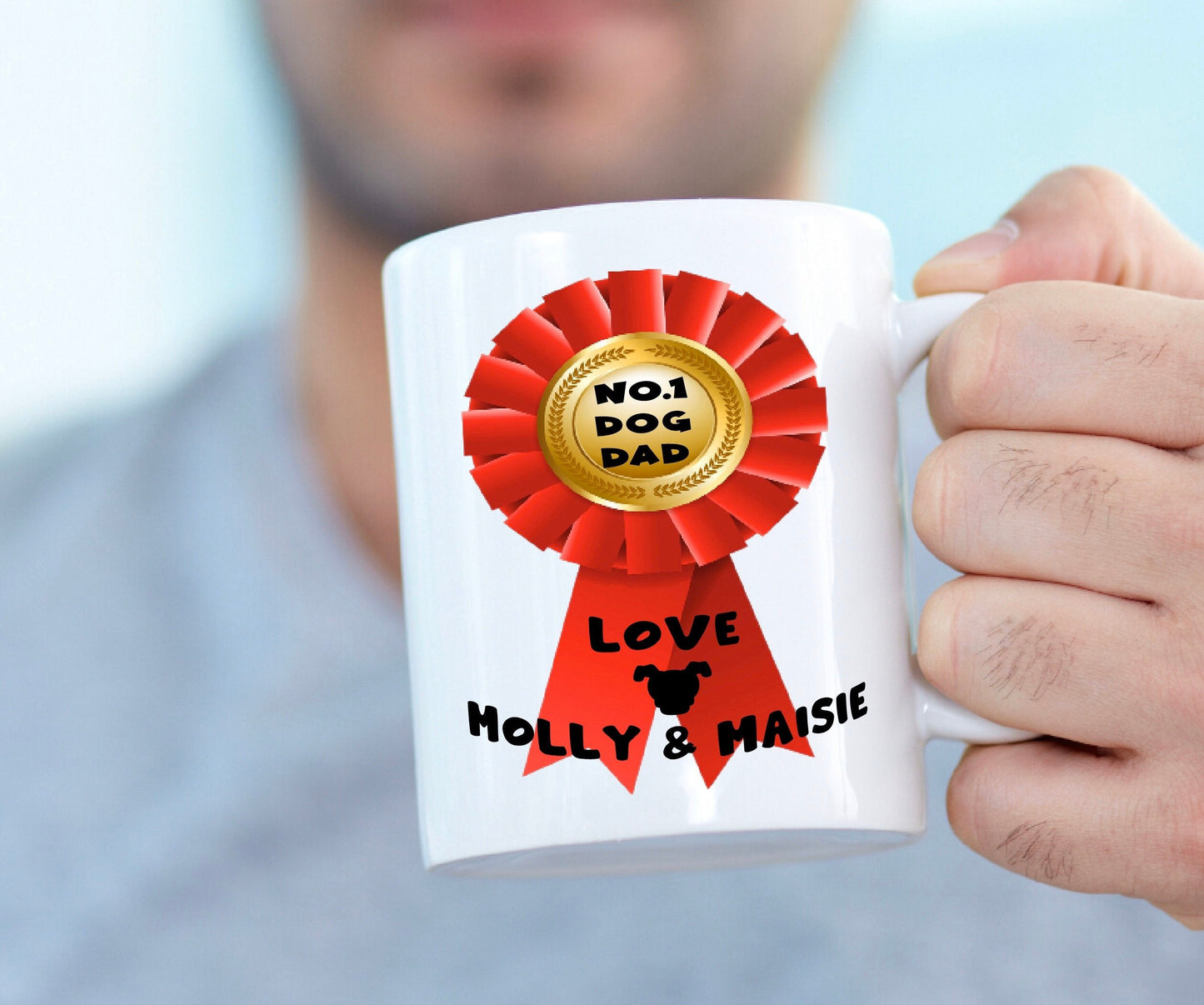 Funny No.1 Dog Dad Father’s Day mug personalised birthday Christmas present gift