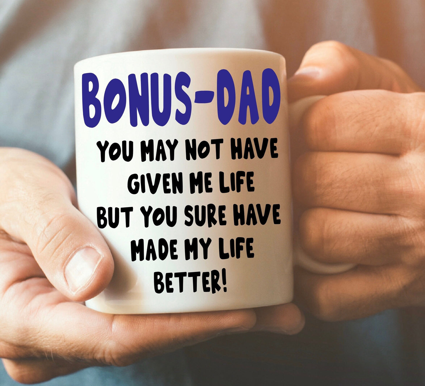 Bonus Dad, Step dad, Father's Day Mug Gift Present Birthday Christmas, Peronalised, Custom, Stepdad