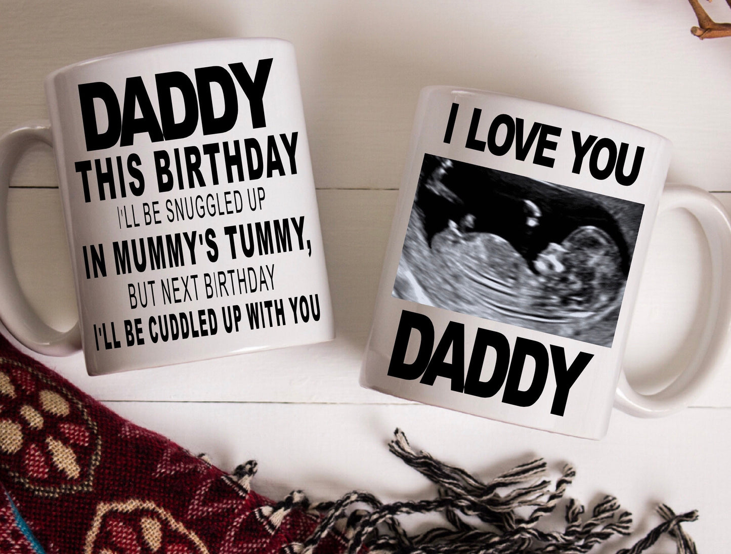 Daddy to be present gift personalised with your scan photo mug, perfect for birthdays, valentine's day, Christmas, from bump
