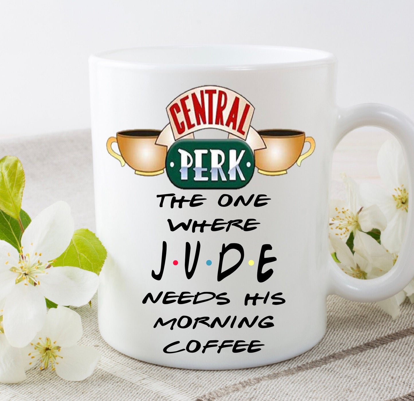 Friends tv show personalised central perk name morning coffee cup mug birthday gift Christmas present