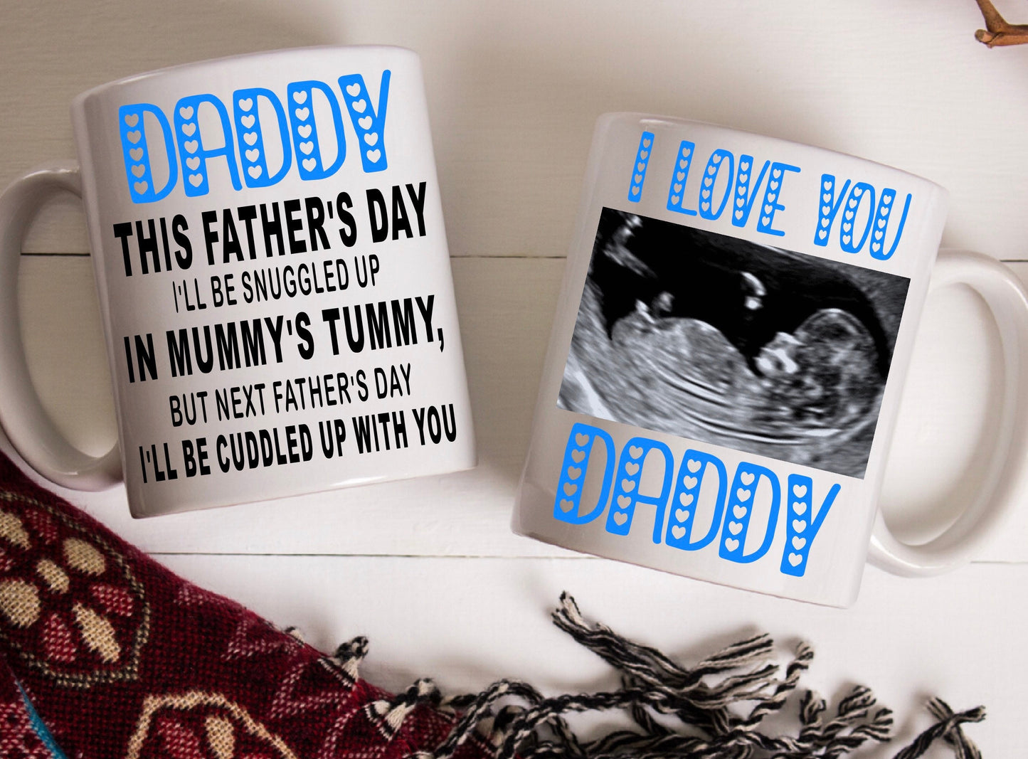 Daddy to be Birthday Christmas Father’s Day from bump present gift personalised with your scan photo mug cup keepsake l