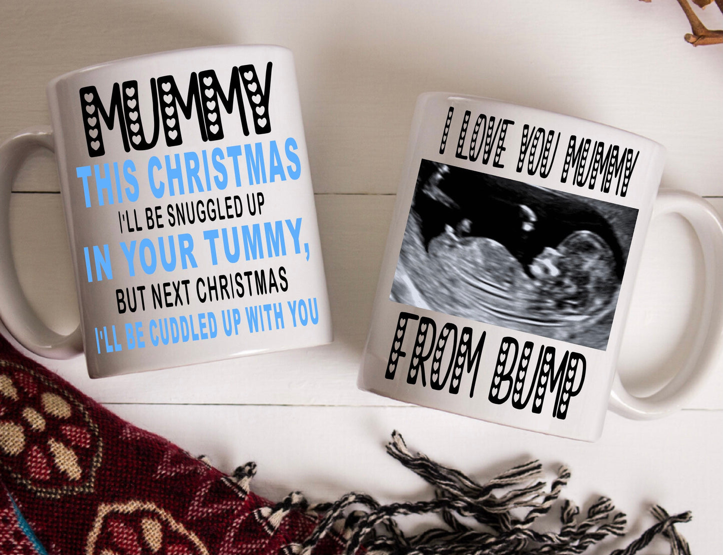 Mummy to be Birthday Christmas Mother’s Day from bump present gift personalised with your scan photo mug cup keepsake from baby boy