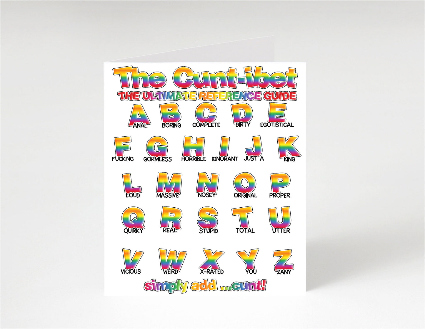 Rude Alphabet Greetings Card | Birthday Anniversary Christmas | Personalised Customised For You | Sister Brother Boyfriend Girlfriend