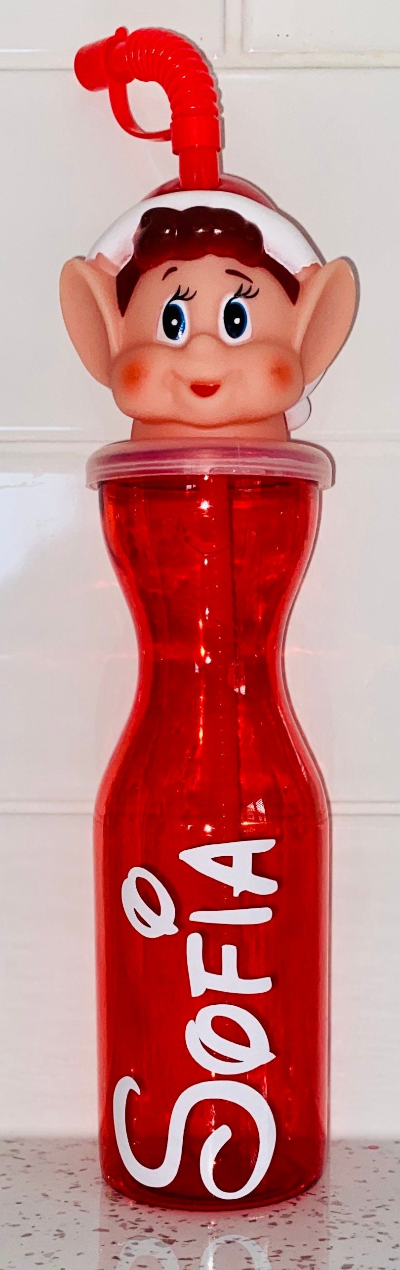 Personalised Christmas Drinking Bottle | Santa Elf Snowman | Gift Novelty Funny | Son Daughter Sister Brother Mum Dad | Christmas Eve Box