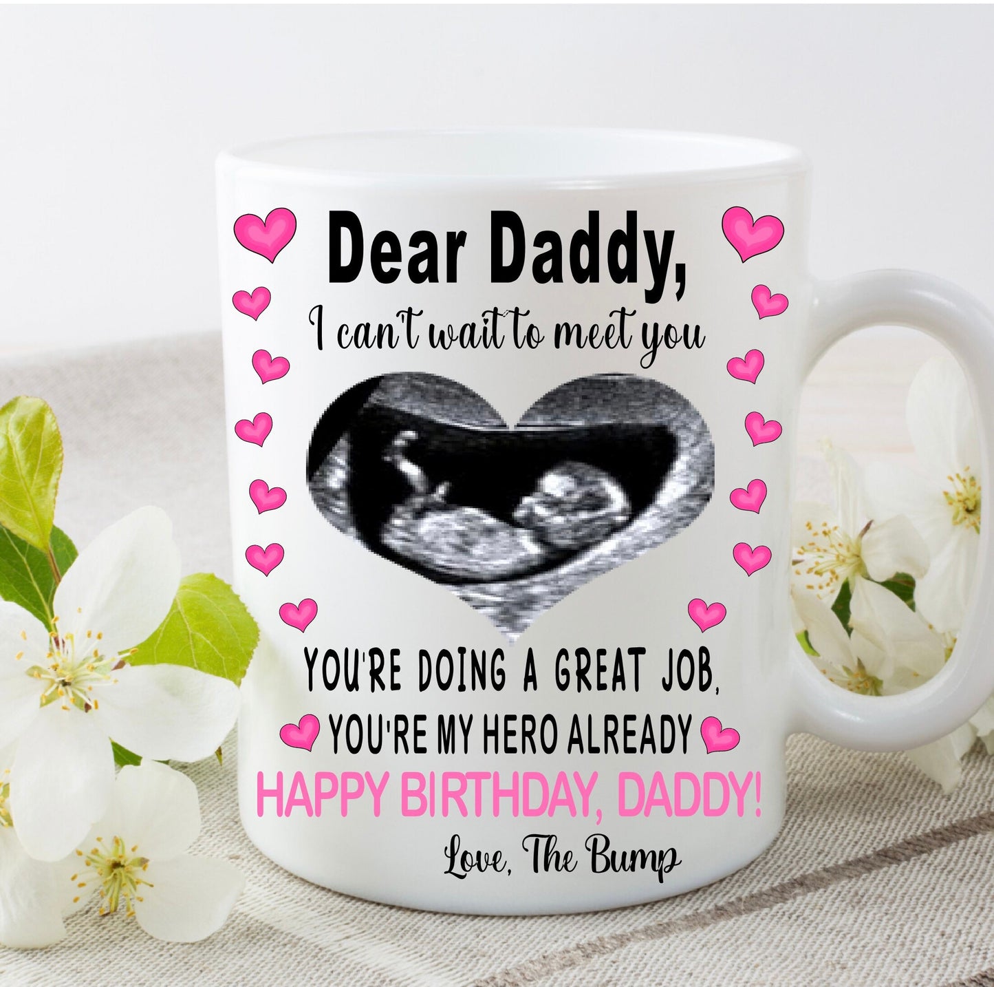 Daddy to be Birthday Christmas Father’s Day from bump present gift personalised with your scan photo mug cup keepsake from baby girl