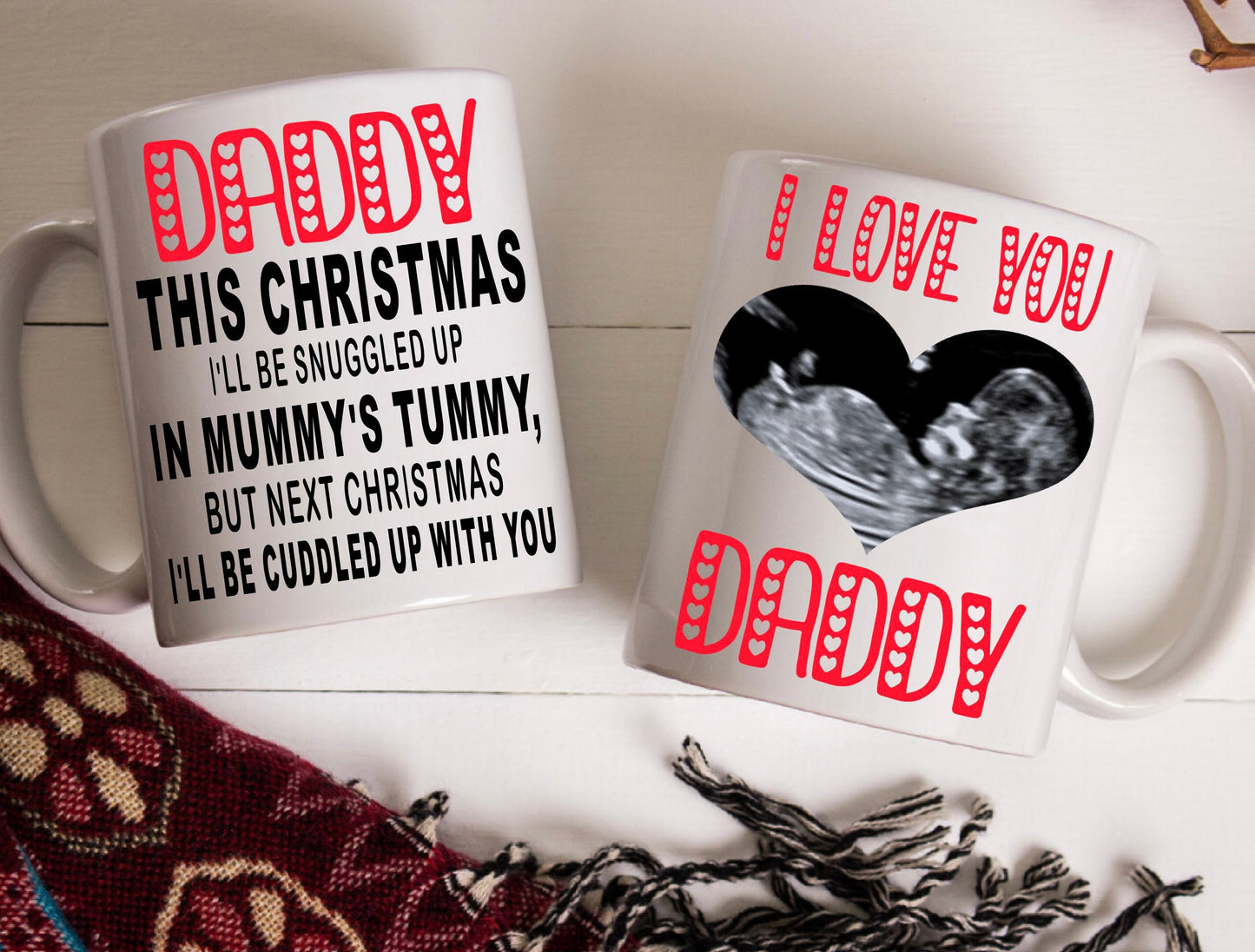 Daddy to be Christmas Birthday Father’s Day from bump present gift personalised with your scan photo mug cup keepsake New Dad
