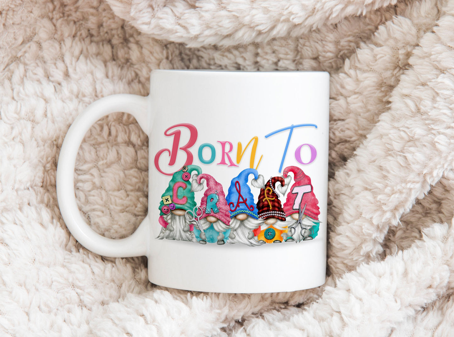 Born To Craft Gonk Gonks Crafter Crafty Mug Cup Gift, Birthday, Novelty keepsake, Christmas present