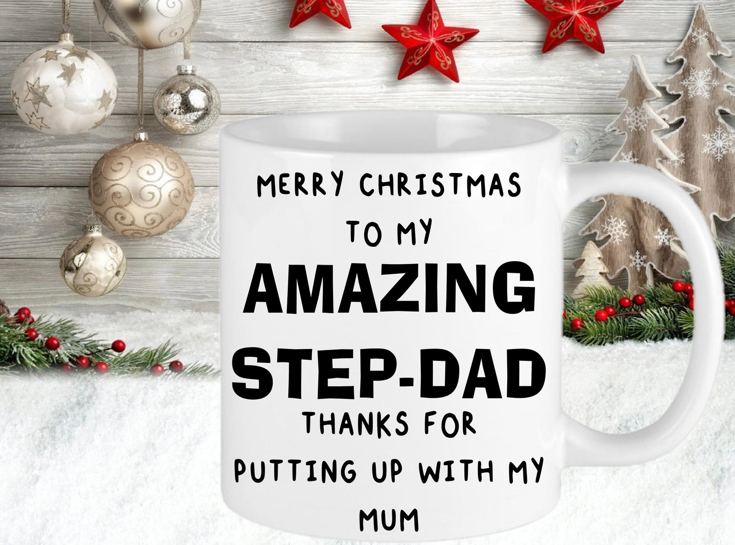Christmas Personalised Amazing Stepdad Step Dad Mug Gift Present Funny | Hot Chocolate Tea Coffee | Christmas Eve Gift | Stocking Filler