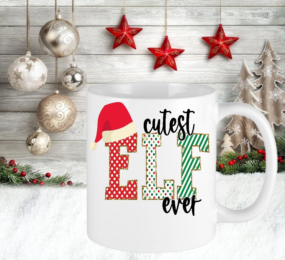 Christmas Personalised Cutest Elf Ever Mug Cup Secret Santa Present Gift For Her Him Kids Keepsake Novelty Xmas Eve Stocking Filler