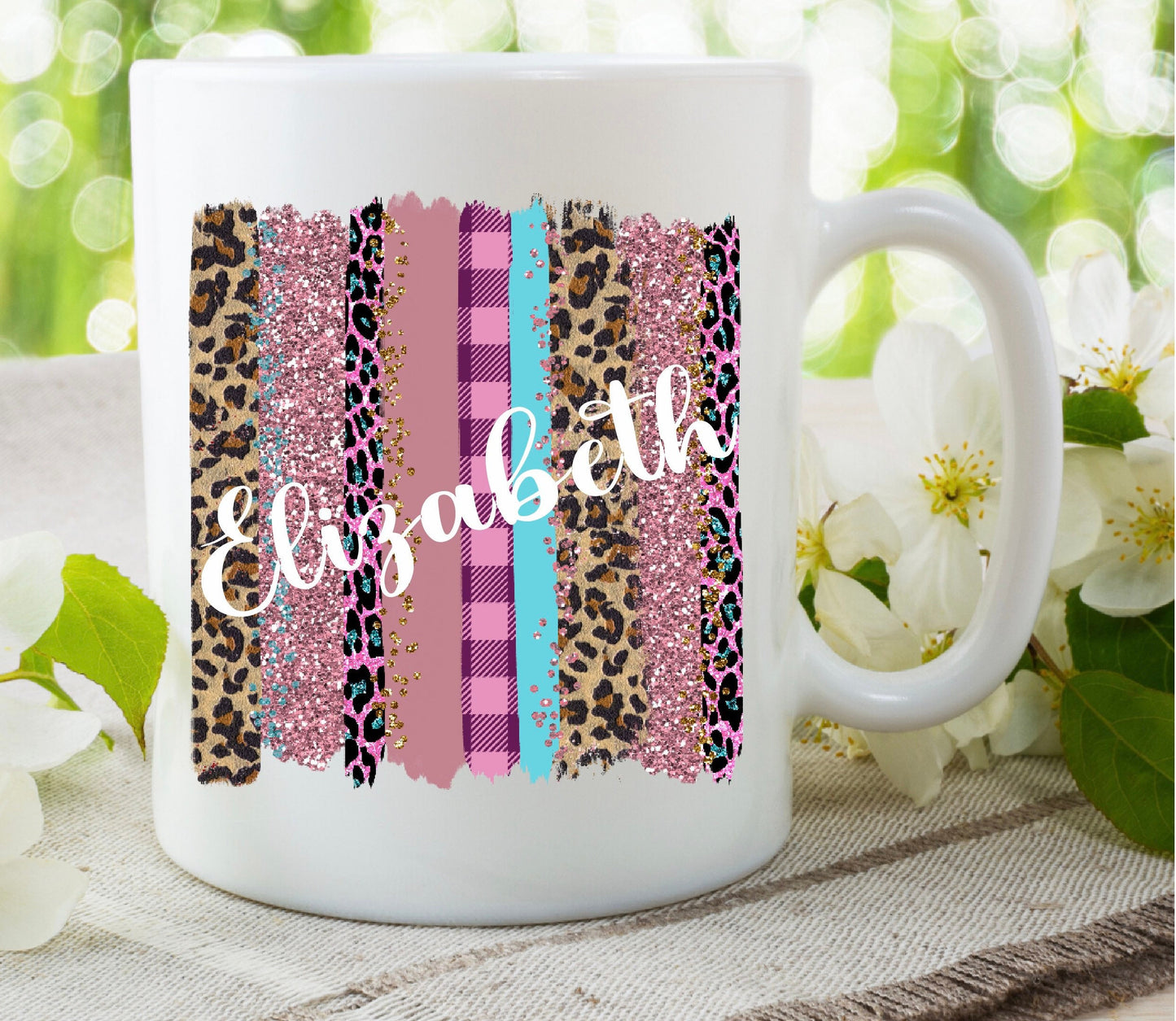 Personalised Leopard Pink Mug Present Birthday Gift For Her Mum Wife Girlfriend Sister Auntie Friend Family Christmas Present