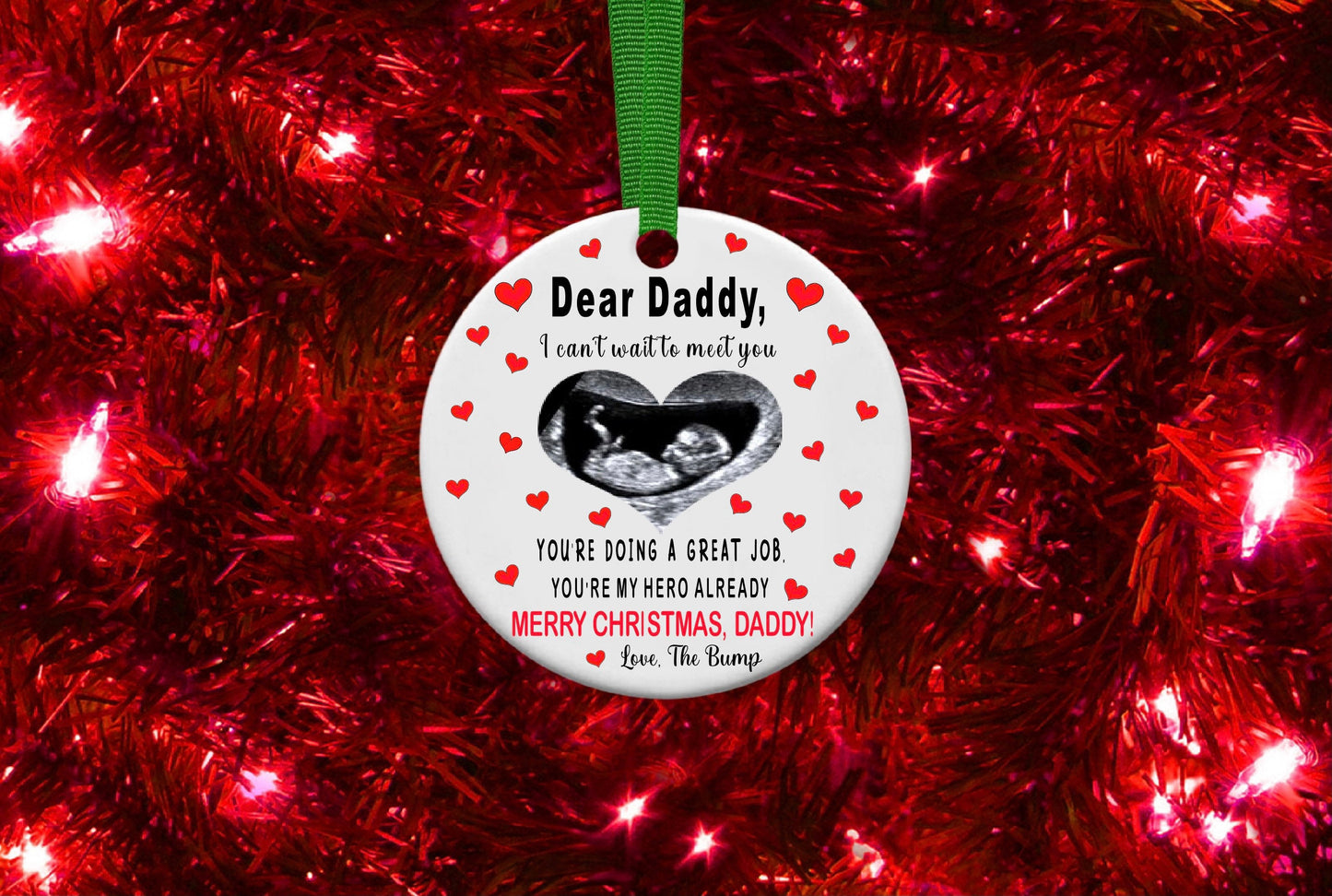 Daddy To Be Scan Personalised Christmas Bauble Funny Gift Present Keepsake Novelty Christmas Tree Xmas For Him