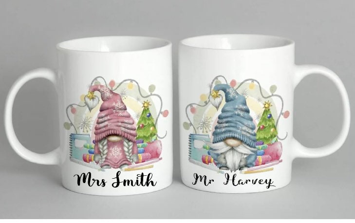Christmas Mug Personalised Gonk Gonks Gnome Teacher Teaching Assistant Lecturer Cup Gift Present Christmas Eve Box Gift Stocking Filler