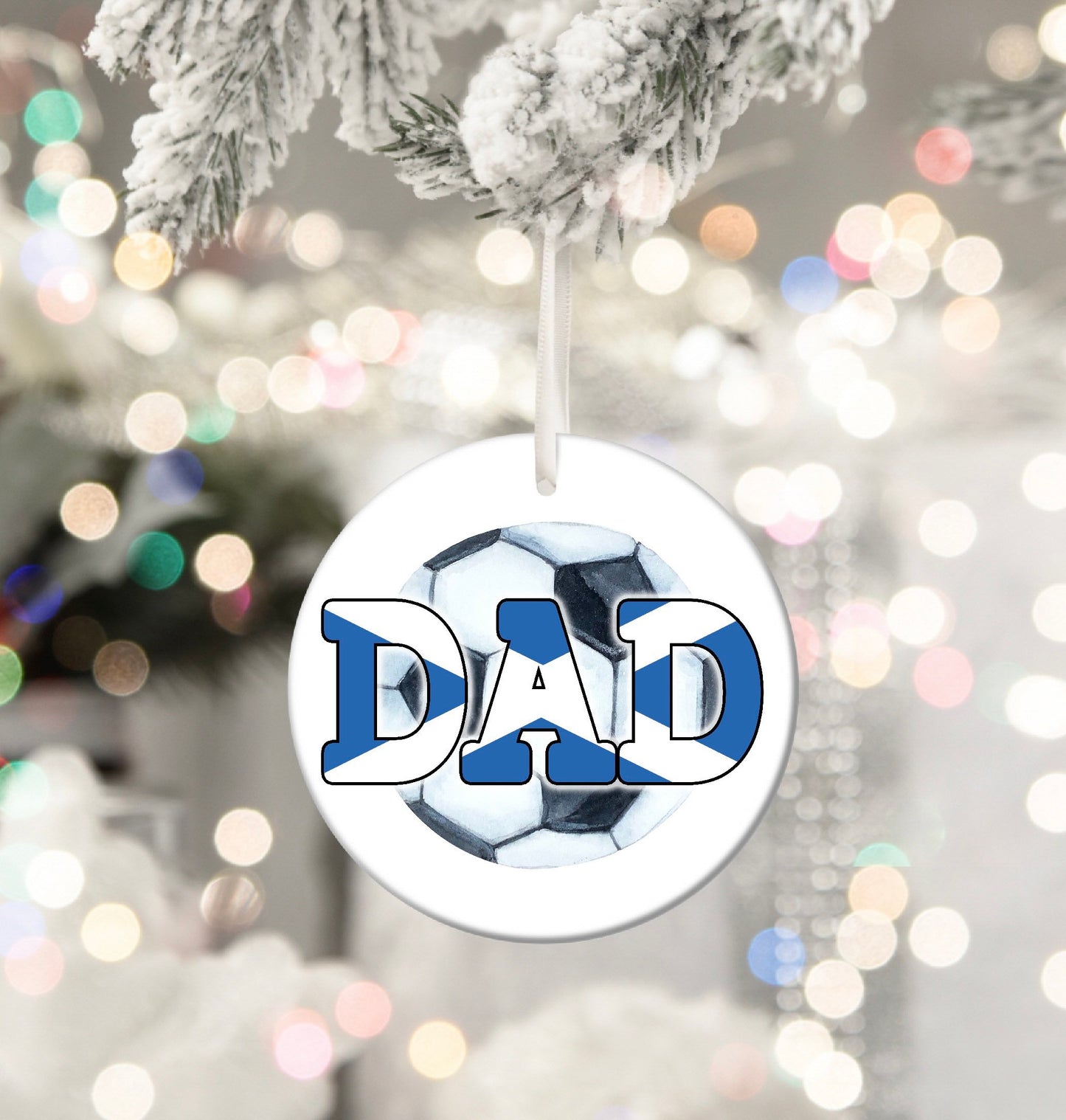 Dad Football Scotland Footie Daft Crazy Personalised Christmas Bauble Funny Gift Present Keepsake Novelty Christmas Tree Xmas For Him