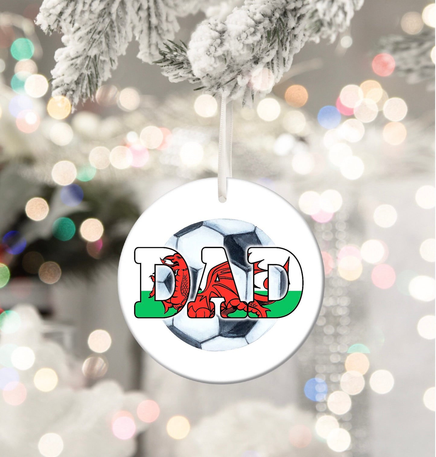 Dad Football Wales Welsh Footie Daft Crazy Personalised Christmas Bauble Funny Gift Present Keepsake Novelty Christmas Tree Xmas For Him