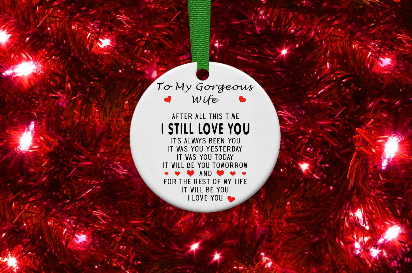 To My Gorgeous Wife Personalised Christmas Bauble Funny Gift Present Keepsake Novelty Christmas Tree Xmas For Her