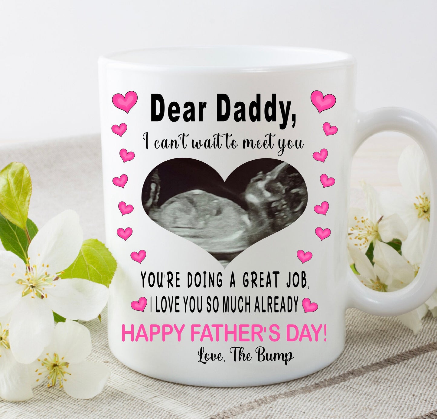 Daddy to be Birthday Christmas Father’s Day from bump present gift personalised with your scan photo mug cup keepsake from baby pregnancy